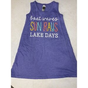 Instant Message Toddler Girls Purple Boat Waves Sun Rays Lake Days Tank Dress 4T